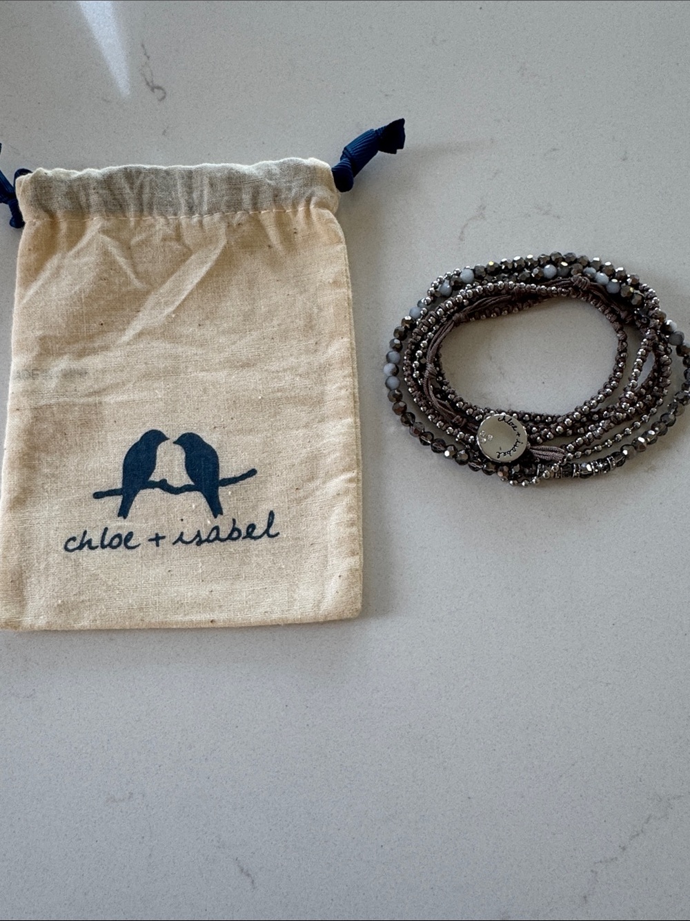 chloe + isabel Metallic Gray Multi-Strand Wrap Bracelet NWT
